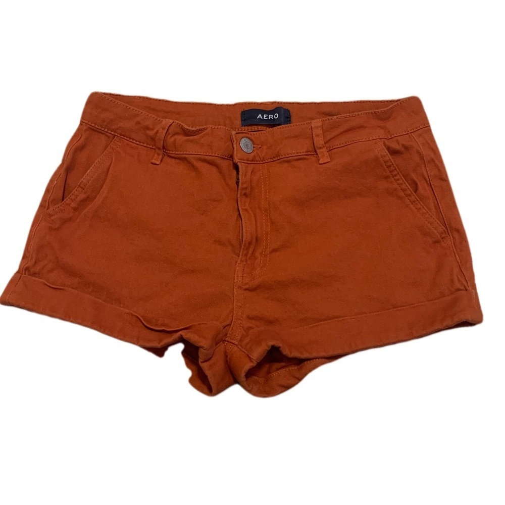 AERO Aeropostale High Rise Midi Orange Rust Chino Shorts - Size M/M